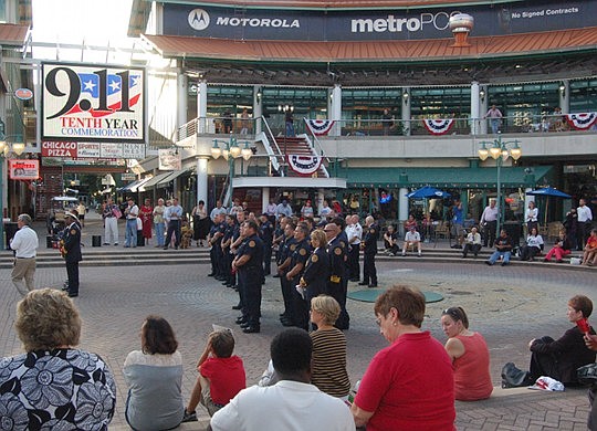 Photos by Max Marbut - The Landing was the site Tuesday evening for the City's 9/11 10th year commemoration, "Moving Toward Hope and Compassion."