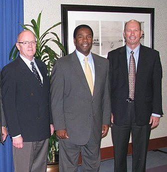 Photo by Joe Wilhelm Jr. - Don Shea, Mayor Alvin Brown and Jerry Mallot when Brown announced the two would develop recommendations for an economic development strategy. A structure is expected within the month.