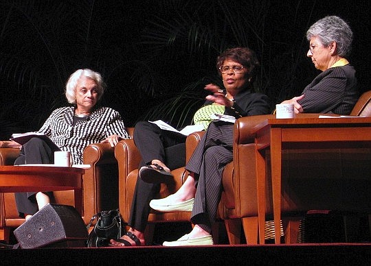 Photo by Joe Wilhelm Jr. - Former U.S. Supreme Court Justice Sandra Day O'Connor, Florida Supreme Court Justice Peggy Quince and U.S. Court of Appeals Judge for the 11th Circuit Rosemary Barkett discussed problems facing the judiciary at a conference ...