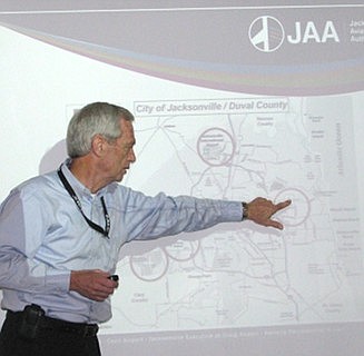 Photo by Joe Wilhelm Jr. - Bob Simpson, interim chief operating officer for the Jacksonville Aviation Authority, talks about the many properties operated by the authority.