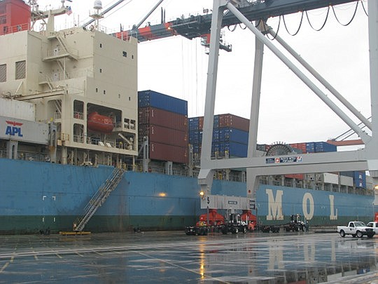 Photo by Joe Wilhelm Jr. - Mitsui O.S.K. Lines (MOL), which operates at the TraPac terminal at Dames Point, was named a "Transportation Partner of the Year" by Michaels Stores Inc. The company has a distribution center in Jacksonville.