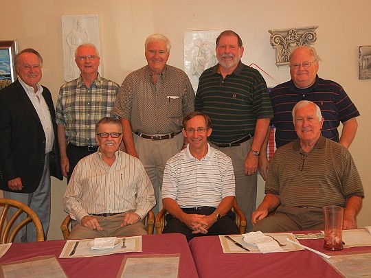 Photo by Karen Brune Mathis - Former City Council presidents and their guests are invited to meet monthly. At September's meeting were (seated, from left) Bill Basford, Jerry Holland and Dick Brown; (standing, from left) W.C. Gentry, Lad Daniels, Henr...