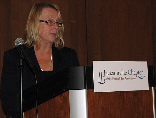 Photos by Joe Wilhelm Jr. - U.S. District Chief Judge for the Middle District of Florida Anne Conway provided a "State of the District" speech at a lunch hosted by the Jacksonville Chapter of the Federal Bar Association.