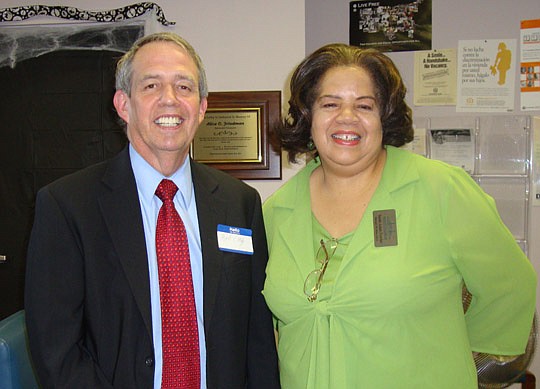 Lawyer Hugh Cotney with Sara Jones Fowler, JALA Pro Bono Paralegal/Manager.