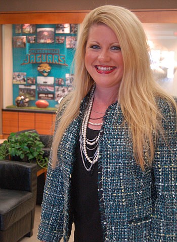 Photo by Max Marbut - Christy Stechman Zynda, manager of the cheerleading program for the Jacksonville Jaguars, began her career as a member of The Roar and manages the year-round schedule for the 32-member squad.