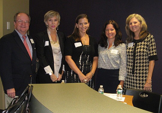 John Macdonald, Gale Grubbs, Krystal Landry, Karen Millard and Sheila Meehan are ready to assist at the Nonprofit Pro Bono Forum at Florida Coastal.