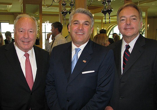Photos by Joe Wilhelm Jr. - Attorney and Jacksonville Port Authority board Treasurer Stephen Busey, port CEO Paul Anderson and U.S. District Judge Roy "Skip" Dalton at The Jacksonville Bar Association meeting Tuesday.