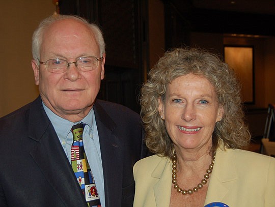 Photos by Max Marbut - David Lawrence, president of the Early Childhood Initiative Foundation and "University Scholar for Early Childhood and Readiness" at the University of Florida, was introduced at Monday's meeting of the Rotary Club of Jacksonvill...