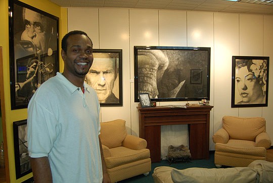 Photos by Max Marbut - Artist Adrian Pickett has a gallery at the Landing full of his original charcoal art.