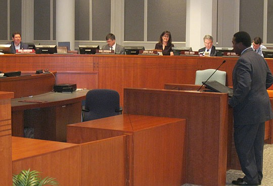 Photo by David Chapman - Mayor Alvin Brown urged City Council Finance Committee members Tuesday to approve his proposed legislation to reform City government.