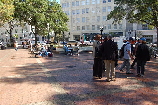 Photo by Max Marbut - Enhancing the use of Hemming Plaza by diverse groups of people, including Downtown residents, workers and visitors and the homeless population, is the focus of a City Council subcommittee.