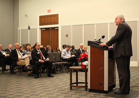 Photo by Joe Wilhelm, Jr. - J.F. Bryan IV was the chairman of the JCCI City Finances Advocacy Task Force and he presented final implementation report Tuesday. The report stresses the need to raise taxes to maintain levels of City services and to find ...