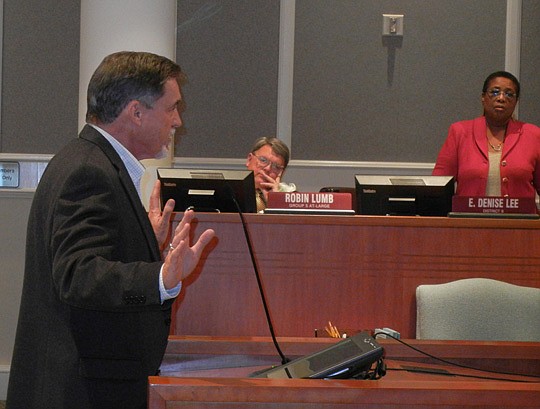 Photo by Karen Brune Mathis - Jacksonville Children's Commission Chairman Ken Wilson told Council members about concerns with the reorganization's effect on the commission. The approved legislation omitted changes to the commission. The administration...