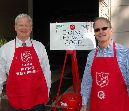 Photo by Max Marbut - Red Kettle bell ringers Russell Grice and Fred Kent III.