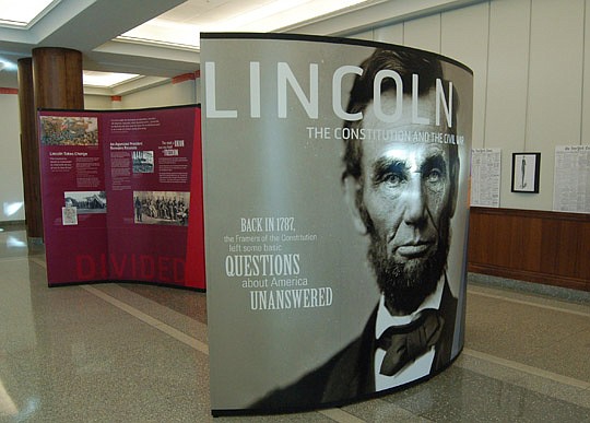 Photo by Max Marbut - "Lincoln: The Constitution and the Civil War" is the latest traveling exhibit on display at the Main Library on Laura Street.