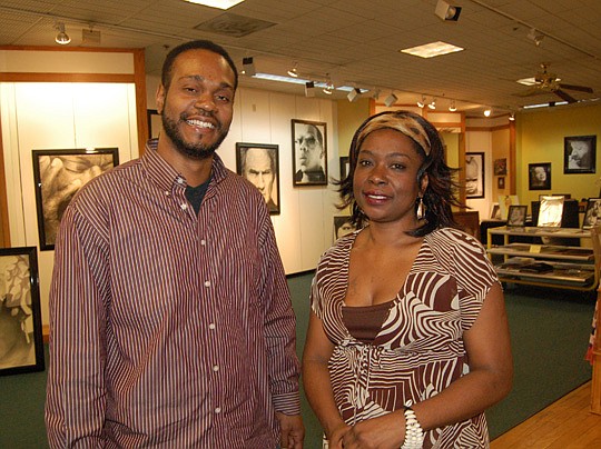 Photos by Max Marbut - Adrian Pickett and Elonya Davis in the Adrian Pickett Gallery at the Landing.