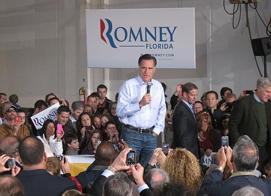 Photo by David Chapman - Romney met with supporters Tuesday morning in Jacksonville.