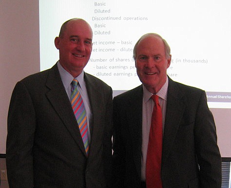 Photo by Mark Basch - Patriot Transportation Holding Inc. President and CEO Tom Baker and Executive Chairman John Baker.