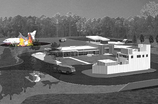 Rendering of the proposed Aircraft Rescue Firefighting Facility at the Fire Academy at the South Campus of Florida State College at Jacksonville.