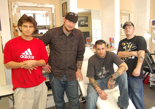 Photos by Max Marbut - Artists Travis Clark, Edwin Kruer, Jeremy Reed and Aaron Schumacher at Alaric Tattoo on West Adams Street at The Carling.