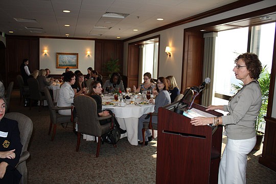 Photo by Joe Wilhelm Jr. - Wardrobe consultant Gari Greenwald was the guest speaker at Thursday's meeting of the Jacksonville Women Lawyers Association at The River Club.