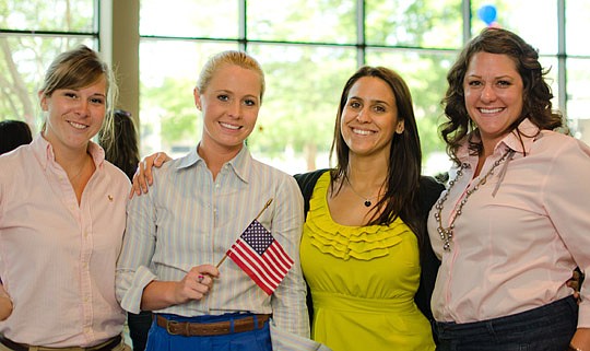 From left, Florida Coastal School of Law students Katie Ross, Madelyn Pittman, Linsey Pyles and Sarahbeth Withers assist with Citizenship Day 2012.