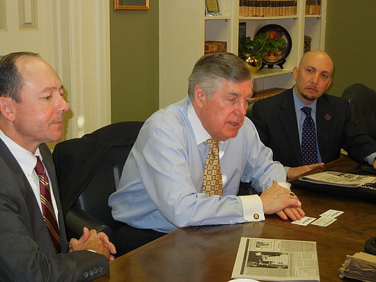 Photo by Karen Brune Mathis - From left, The Florida Bar President Scott Hawkins, American Bar Association President William T. Robinson III and The Jacksonville Bar Association President Michael Freed recently sat down to discuss the Law Day 2012 the...