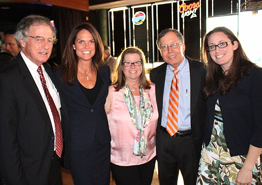Photos by Joe Wilhelm Jr. -  From left, The Florida Bar Past President Hank Coxe, Melissa Nelson of McGuireWoods, Deborah Bledsoe, Fourth Judicial Circuit Assistant State Attorney Steve Bledsoe and Kelsey Bledsoe, an assistant state attorney in the Se...