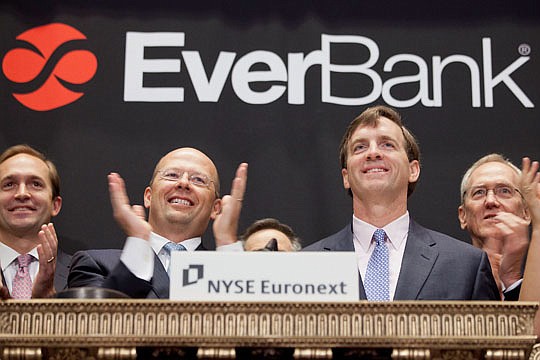 EverBank COO Blake Wilson and CEO Rob Clements were at the New York Stock Exchange on Thursday to celebrate the company's completion of its initial stock offering and first day of trading.