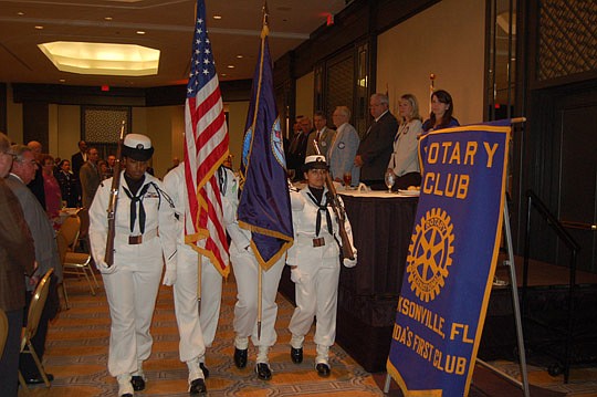 Photo by Max Marbut - The Rotary Club of Jacksonville hosted its annual "Military Appreciation Day" Monday at the Omni Hotel. The program began with the color guard from Naval Air Station Jacksonville. More than 85