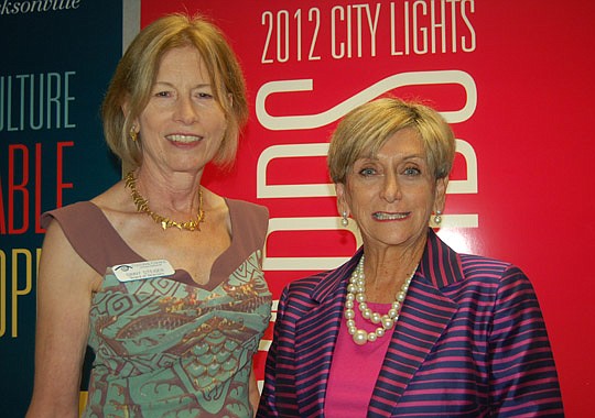Photos by Max Marbut - 2012 "City Lights" Arts Awards co-chairs Ginny Steiger and Elaine Brown.