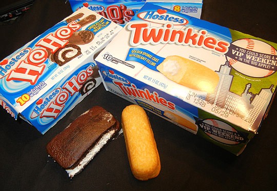Photo by Karen Brune Mathis - The long list of Hostess Brands products includes Ho Hos, Suzy Q's and Twinkies. These were bought Thursday afternoon at a Jacksonville Hostess bakery retail outlet that the company listed in a layoff notice. Ho Ho's were...