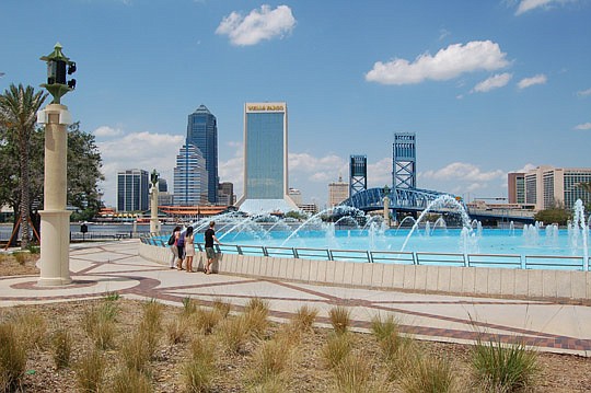 Photo by Max Marbut - Some of the new landscaping at Friendship Park on the Southbank has died, which is attributed as likely from overspray from the chlorinated water in the fountain.