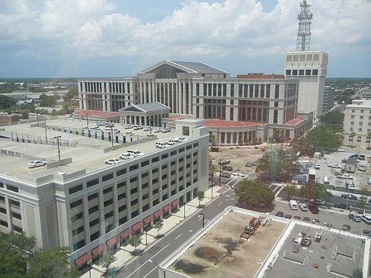 Photo by Karen Brune Mathis - The new Duval County Courthouse is a few blocks from the building. The view from the 10th floor of the 30-story AT&amp;T Tower 301/EverBank Center shows landscaping and other work in preparation for the courthouse opening...