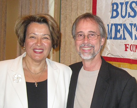 Photo by David Chapman - Southside Business Men's Club President Galina Schott and City Council Vice President Bill Bishop, who was elected Council president-designate Tuesday.