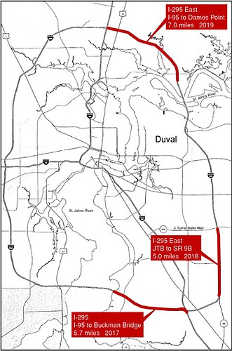 Toll lanes are planned on stretches of Interstate 295.