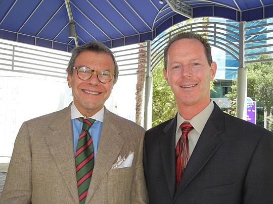 Photo by Karen Brune Mathis - Stein Mart Inc. Chairman and interim CEO Jay Stein with Chief Operating Officer Hunt Hawkins after the company's annual meeting Tuesday.