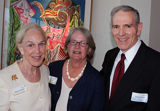 Photo courtesy of Diana Huston - Retired Ambassador Marilyn McAfee, chairman of the advisory board of the World Affairs Council of Jacksonville, with newly named council Chair Sandy Cook and immediate past Chairman Jonathan Howe.