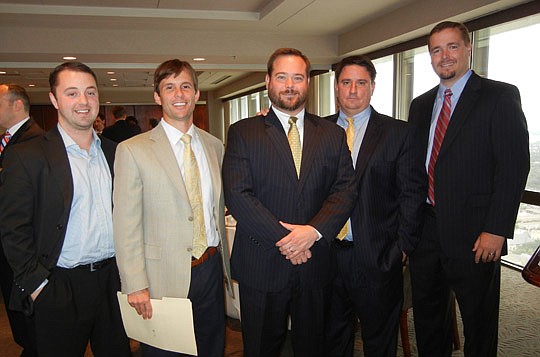 Photo by Karen Brune Mathis - The Jacksonville Bankruptcy Bar Association announced 2012-13 officers Wednesday. They are (from left) Jason Burgess, vice president; Mark Mitchell, chairman and immediate past president; Rob Heekin, treasurer; Ellsworth ...