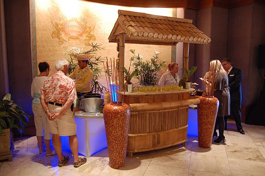 Photo by Max Marbut - A tropical-themed ice cream bar was the centerpiece Tuesday in the lobby at the Omni as the hotel celebrated National Ice Cream Month.