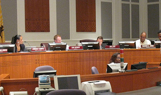 Photo by David Chapman - City Council Public Health and Safety Committee members debate the merits of legislation to include language in the City code to ban discrimination of sexual orientation in employment, housing and public accommodations. Counci...