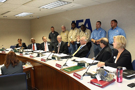 Photo by Joe Wilhelm Jr. - As the state prepares to celebrate Aug. 26 as "Lineworker Appreciation Day," the JEA board of directors recognized a group of its linemen Tuesday. The Florida House introduced a resolution March 2 honoring the men and women ...