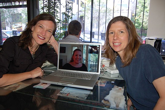 Photo by Max Marbut - From left, ArtSparcs partner and Chief ArtSparcs Engineer Tayloe White, partner Allison Holdridge (via Internet from Washington, D.C.) and partner Judi Herring.