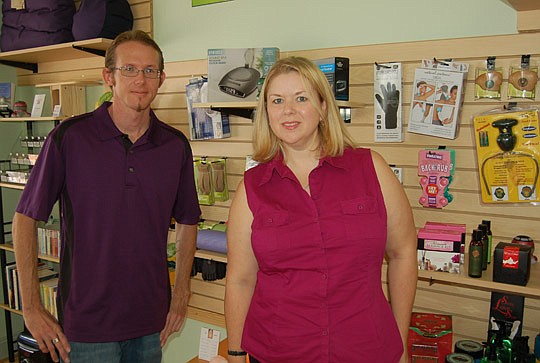 Photos by Max Marbut - Daniel Day and Ida Metzger, owners of Diversions, a new relaxation store in the Elks Building along Laura Street.