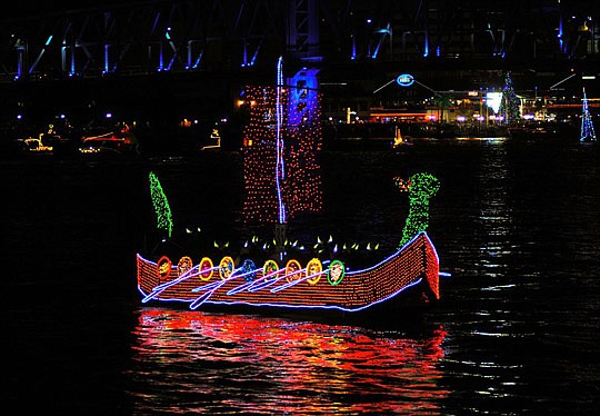 One of the many boats that participated in a recent Jacksonville Light Parade, the nighttime boat parade that has become an annual tradition. This year's event will be Nov. 24.