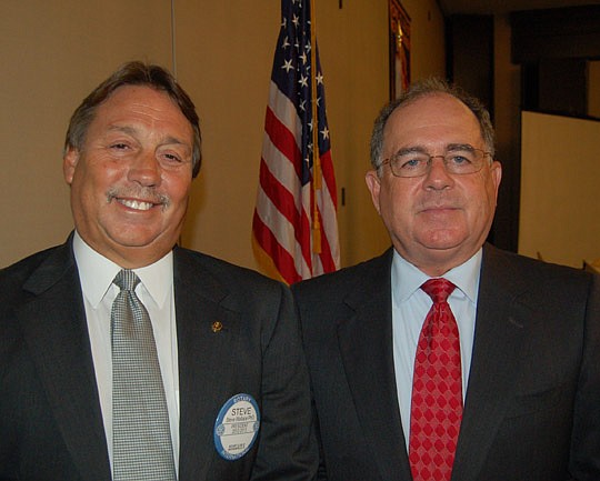 Photos by Max Marbut - Rotary Club of Jacksonville President Steve Wallace and attorney Lanny Russell.