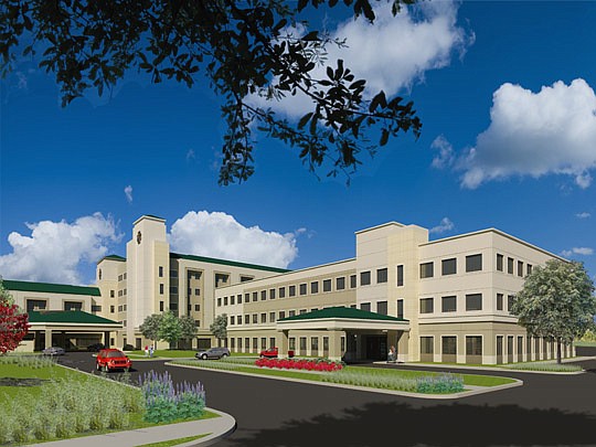 Image courtesy of St. Vincent's HealthCare - The medical office building and St. Vincent's Medical Center hospital in Clay County should open the same day in October 2013.