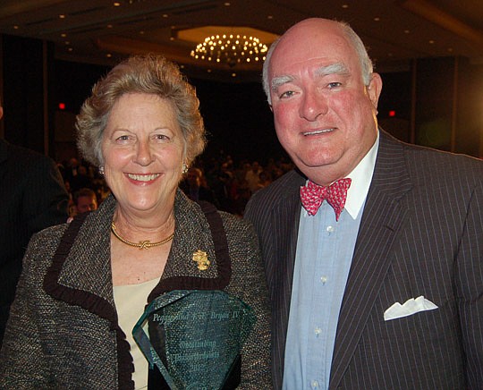 Photos by Max Marbut - Peggy and J.F. Bryan IV were honored Monday as "Outstanding Philanthropists" at the National Philanthropy Day Luncheon presented by the First Coast Chapter of the Association of Fundraising Professionals.