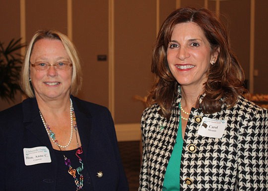 Photo by Joe Wilhelm Jr. - Chief Judge of the Middle District of Florida Anne Conway with the Federal Bar Association Jacksonville Chapter President-elect Carol Mirando at the chapter's annual "State of the District" meeting Nov. 9 at the Main Library.