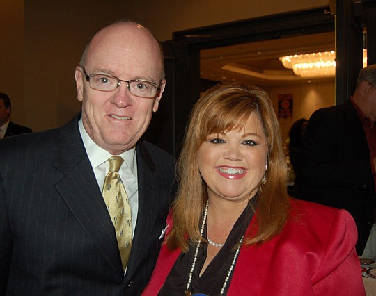 Photos by Max Marbut - Don Shea, executive director of the Jacksonville Civic Council and member of the City's Downtown Investment Authority, with Rotary Club of Jacksonville member Jennifer Yoder.